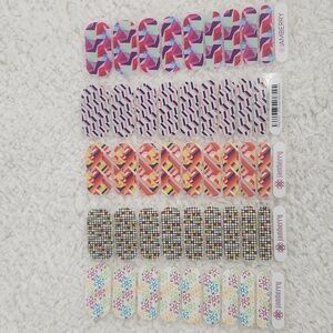 5 Jamberry Nail Wraps, Half Sheets Colorful